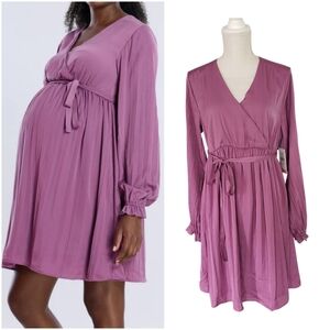Motherhood Maternity Long Sleeve Dress in Mauve